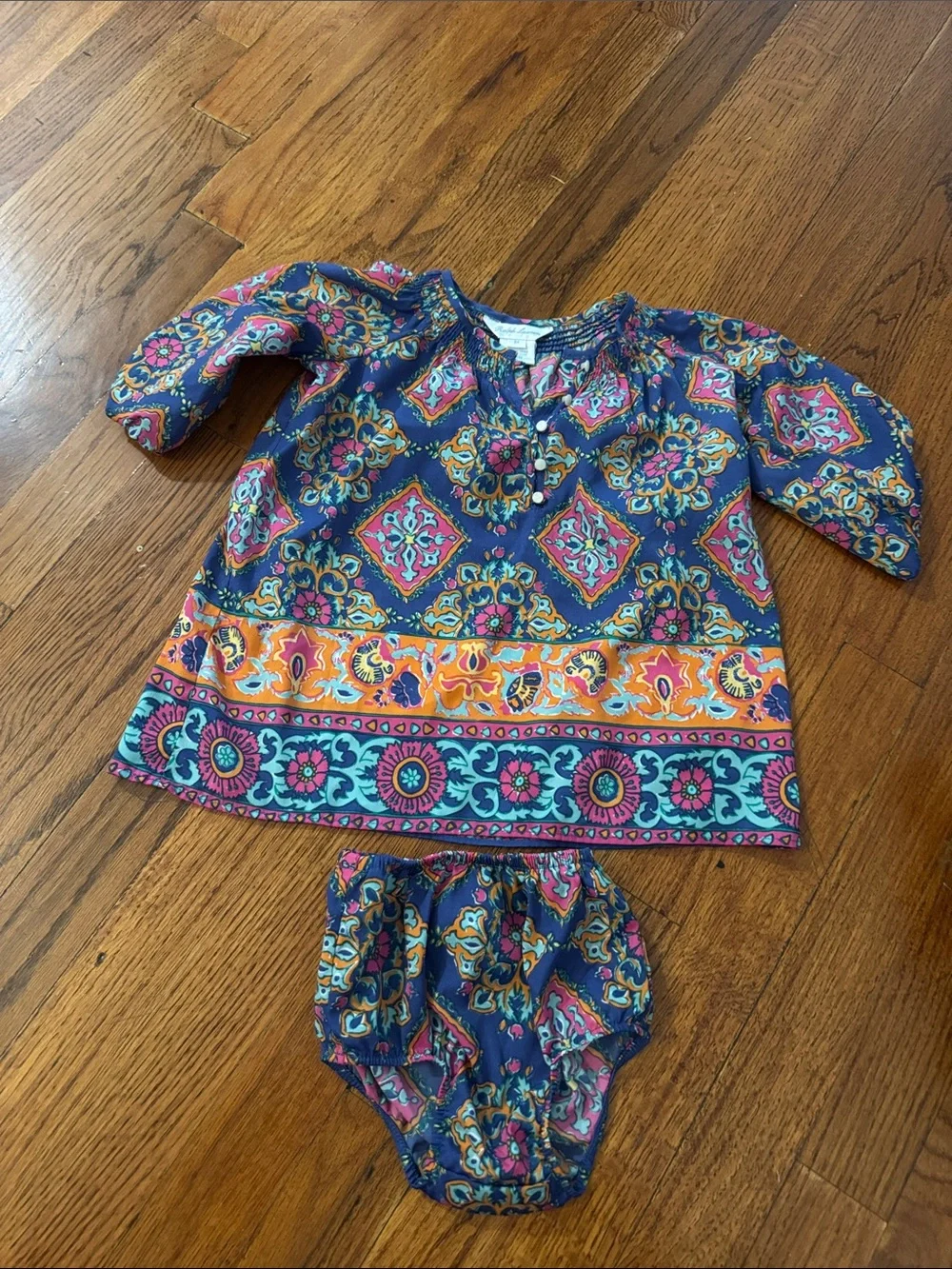 Ralph Lauren Navy Floral Mosaic Tunic & Bloomers Set
